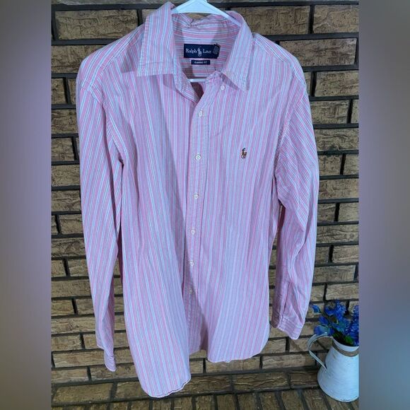Pink striped polo Ralph Lauren button down‎ - Picture 1 of 7